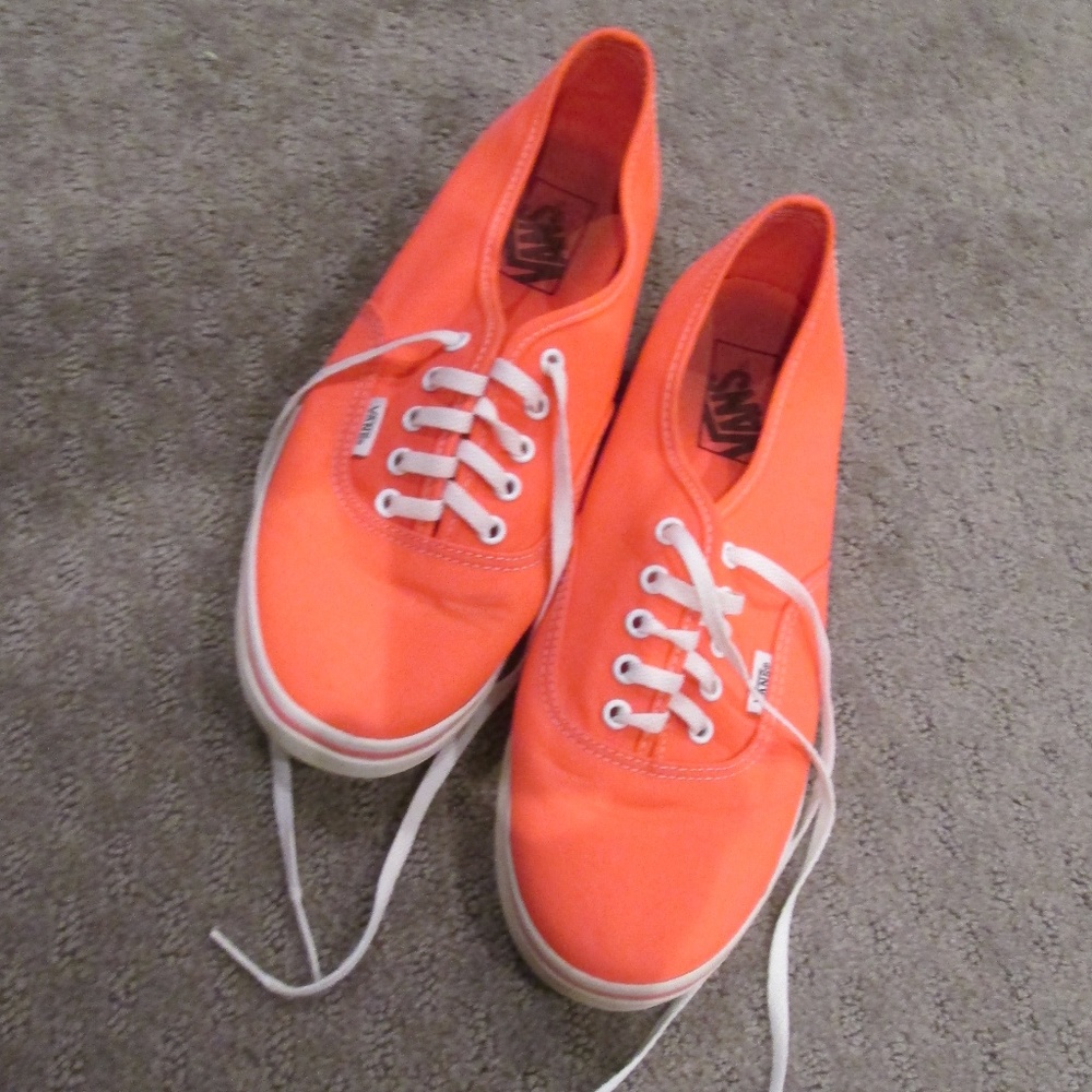 Vans Off The Wall Neon Orange Melon Color Gym Shoes Sneakers Size